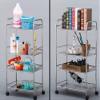 CKKNILV Hand Trucks Kitchen Storage Trolley 4 Tier Cart,Spa Storage Rack,Universal Brake Wheel,15 Kg Load Per Layer,Stainless Steel Trolley view 2