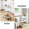 CKKNILV Kitchen Cart Bar Cart Household Storage Serving Trolley On Wheel Safety Fence Bar Drink Dining Room Tea Cart Suitable Storage Drink Cart view 4