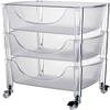 CKKNILV Rolling Utility Cart Slim Storage Trolley 3-Tier Storage Cart Clear Coffee Table Multifunction Utility Rolling Cart Kitchen Storage Organizer 17.7" Dx12.2 Wx27.2 H view 1