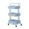 CKKNILV Trolley Rolling Cart, Storage On Wheels,Utility Metal Cart Kitchen Serving Cart with 1 Top Handle 4 Lockable Casters and 3 Mesh Storage Baskets for Bathroom, Kitchen, Bl view 1