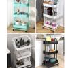 CKKNILV Trolley Storage On Wheels,Kitchen 3 Tier Basket Rolling Cart Storage Rack,Multi-Functional Metal Rolling Utility Cart, Pink view 2