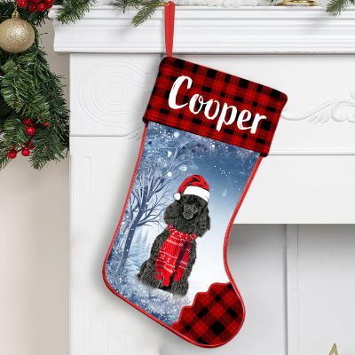 NAZENTI Personalized Poodle Christmas Stocking, Custom Dog Name Stocking, Christmas Family Gifts