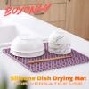 Boxonly Silicone Dish Drying Mat for Versatile Use - Heat-Resistant, Eco-Friendly and Easy to Clean Mat for Kitchen Counter, Sink or Drawer Liner - 10.4" (26.5 CM), Yellow view 2