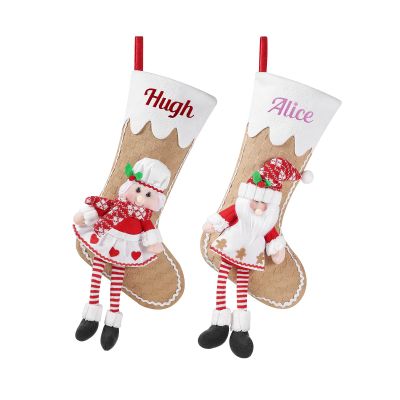 Custom Christmas Stockings - Personalized Embroidered 18" Stockings Featuring Santa and Mrs. Claus 3D Plush Characters - Ideal Fireplace Hanging Stockings for Family Christmas Decorations (3 pcs)