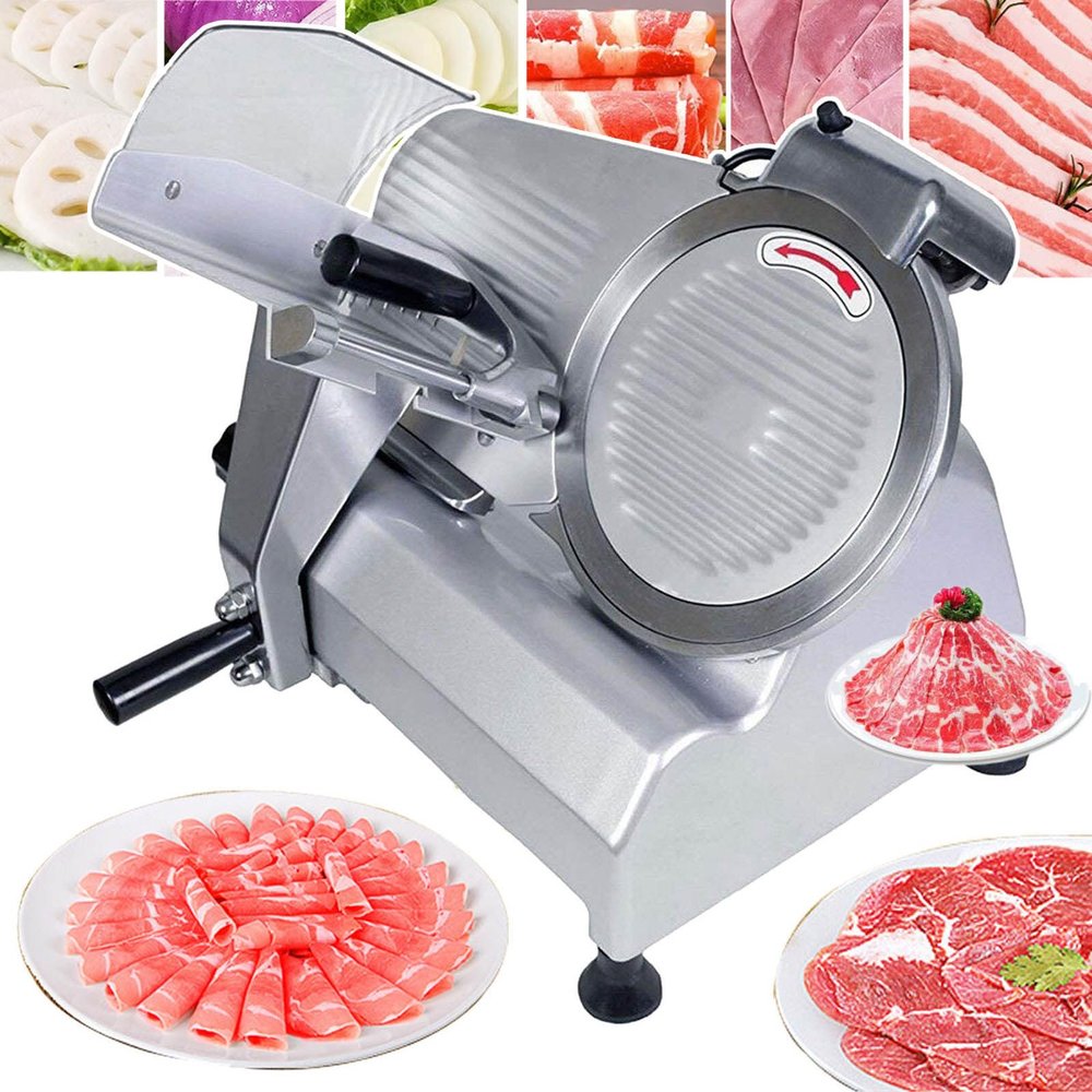 180w Commercial Meat Slicer, 10 Inch Electric Food Slicer,Slice Thickness 0-10mm,30PCS/Min,Fro-zen Meat Deli Slicer for Meat, Cheese, Bread