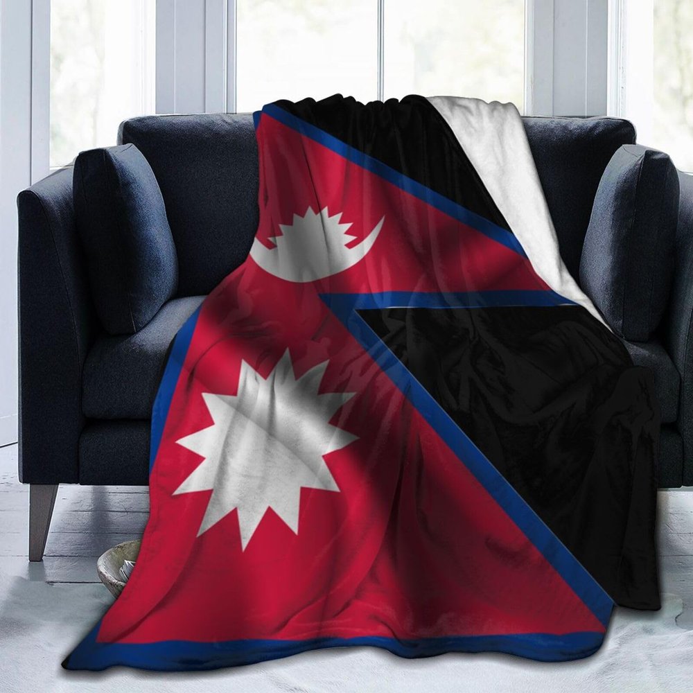 Silk Style Flag of Nepal Throw Blanket 40"x30" Soft Cozy Flannel Blanket for Couch Bed