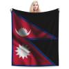 Silk Style Flag of Nepal Throw Blanket 40"x30" Soft Cozy Flannel Blanket for Couch Bed view 2
