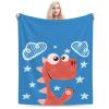 Cute Cartoon Dinosaur Throw Blanket 80"x60" Soft Cozy Flannel Blanket for Couch Bed view 2