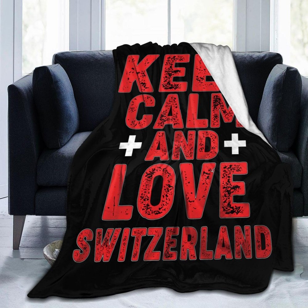 Keep Calm and Love Switzerland Throw Blanket 50"x40" Soft Cozy Flannel Blanket for Couch Bed