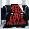 Keep Calm and Love Switzerland Throw Blanket 50"x40" Soft Cozy Flannel Blanket for Couch Bed view 1