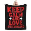 Keep Calm and Love Switzerland Throw Blanket 50"x40" Soft Cozy Flannel Blanket for Couch Bed view 2