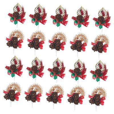 WHAMVOX 20pcs Christmas Cake Topper Festive Holiday Decor for Baking Bouquets and Party Supplies for Weddings and Christmas Celebrations