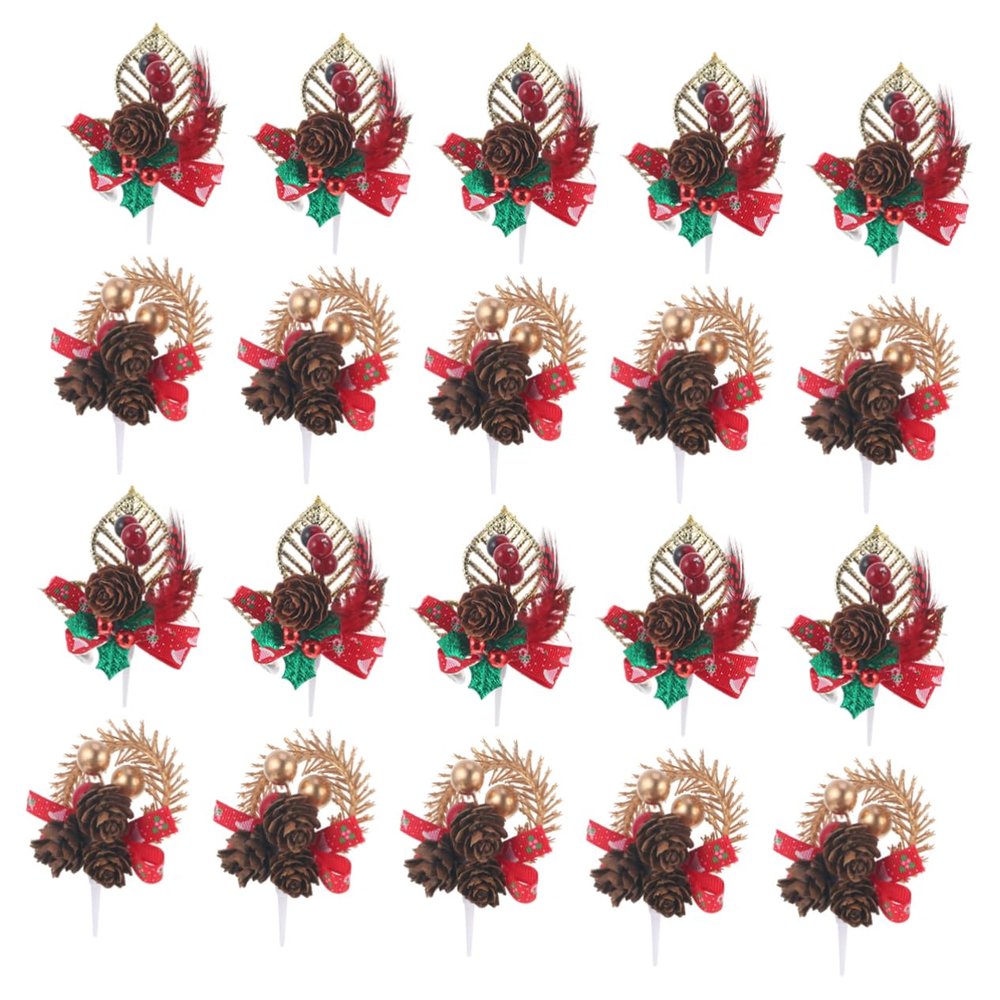 WHAMVOX 20pcs Christmas Cake Topper Festive Holiday Decor for Baking Bouquets and Party Supplies for Weddings and Christmas Celebrations