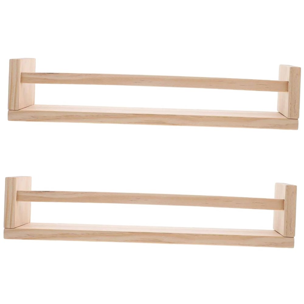 ULDIGI 2pcs Wall-Mounted Wooden Storage Shelves Organizer for Bathroom Kitchen and Living Room Sturdy Wooden Design for Wall Decor and Efficient Space Utilization