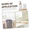 PRETYZOOM Vanity Countertop Accessories Ceramic Bamboo Set Toothbrush Holder Soap Dispenser Lotion Bottle view 3