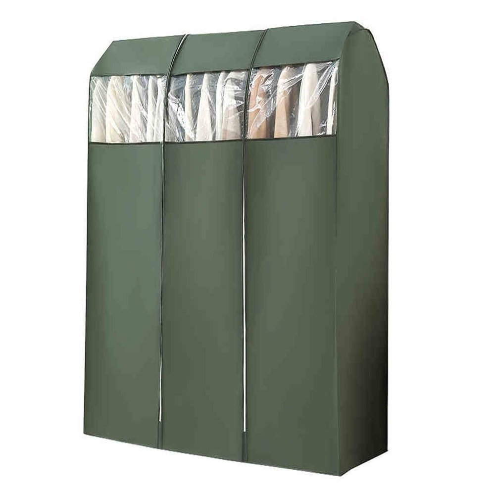 Garment Covers for Clothes Rack/Closet/Hanging Clothes, Garment Bags with Clear Window and Zipper for Closet, for Dry Cleaner, Home Storage(Green,100cm/39in)