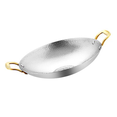 PHENOFICE Hammered Griddle Pan Stainless Steel Cooking Pan Casserole Pot Lid Kitchen Supply