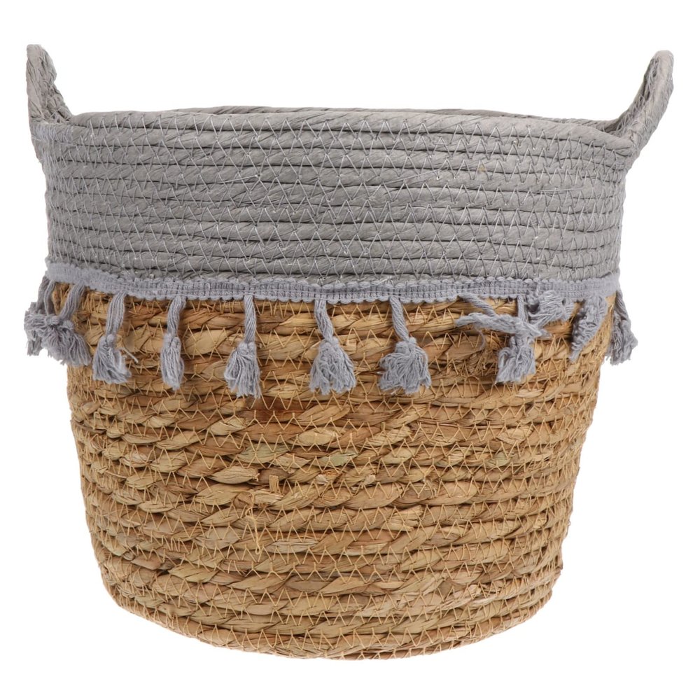 OKUMEYR 1pc Extra Hand Woven Grass Rattan Flower Basket Multi-functional Storage Basket Handle for Nursery Decorative Fruit Snack