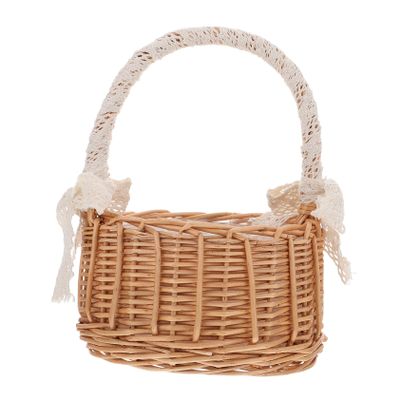 VILLFUL Sturdy Rattan Woven Storage Basket Decorative Flower Container Photo Props for Wedding Decor