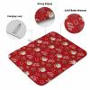 Christmas Dish Drying Mat for Kitchen Counter Western Cowboy Santa Claus Dry Mat Absorbent Dish Drainer Protector Pad Poinsettias Candy Horseshoes Red Dish Drainer Mat for Christmas Decor,18x24 Inch view 2