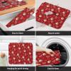 Christmas Dish Drying Mat for Kitchen Counter Western Cowboy Santa Claus Dry Mat Absorbent Dish Drainer Protector Pad Poinsettias Candy Horseshoes Red Dish Drainer Mat for Christmas Decor,18x24 Inch view 4