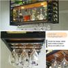 23-69 Inch Metal Wall Mounted Wine Rack, Bar Cabinet with Glass Holder, Floating Shelves for Kitchen with LED Light, Bar Liquor Bottle Display Shelf for Kitchen Bar Decoration,1.4m/55in view 4