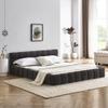 DEINPPA Queen Chenille Upholstered Platform Bed with Cloud Soft Headboard, Grounded Upholstered Wood Base Platform Bed, Italian Style Modern Beds-Grey view 3