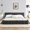DEINPPA Queen Chenille Upholstered Platform Bed with Cloud Soft Headboard, Grounded Upholstered Wood Base Platform Bed, Italian Style Modern Beds-Grey view 4