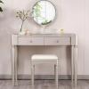 XOBRJQZ Elegant Modern Makeup Vanity Desk with Mirror, Small Dressing Table for Bedroom, Makeup Table with 2 Drawers view 1