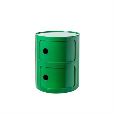 BSNRSNMFA Round Night Stand, 2/3/4 Layer Plastic Bedside Table with Storage, Nightstand with Sliding Doors, Modern End Table for Living Room, Bedroom, Bathroom(Green,15.7x13.6in)