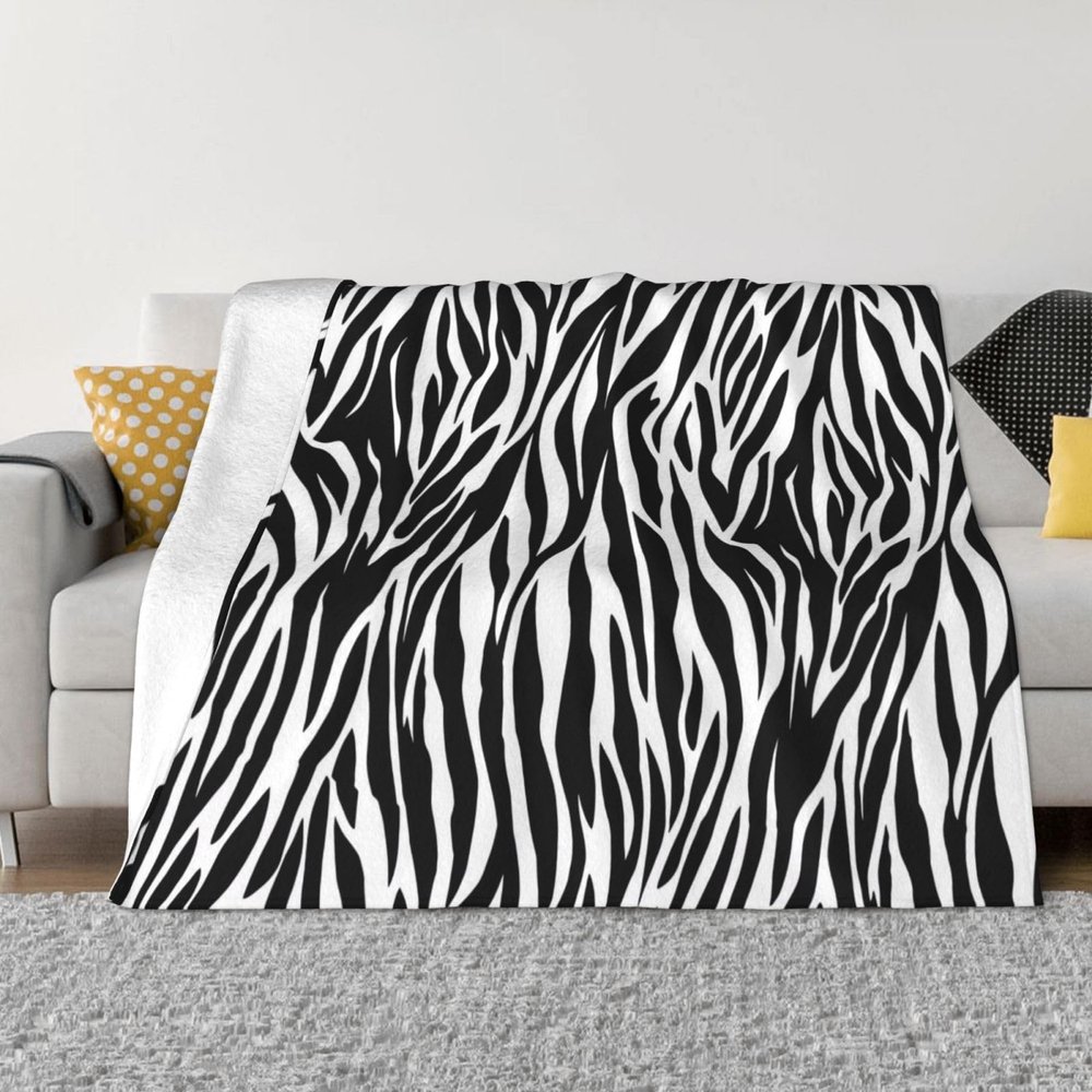 RLDOBOFE Throw Blanket Reversible Plush Blanket 60"x50" Zebra Print Blankets Flannel Warm Cozy Throws for Sofa Farmhouse Decor Lightweight Throw for Couch Bed All Seasons