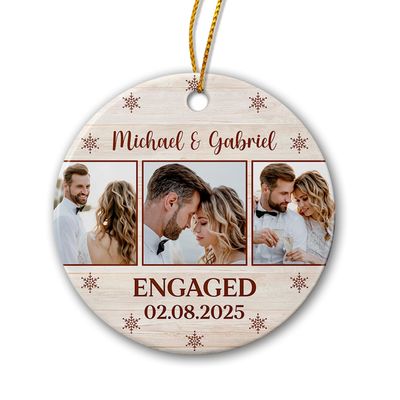 Personalized Engagement Ornament, Just Engaged Couple Photo Ceramic Ornament, Gifts for Couples Mr & Mrs, Custom Engagement Picture Ornaments, First Christmas Ornaments 2025 for Engaged Couple