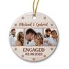 Personalized Engagement Ornament, Just Engaged Couple Photo Ceramic Ornament, Gifts for Couples Mr & Mrs, Custom Engagement Picture Ornaments, First Christmas Ornaments 2025 for Engaged Couple view 1