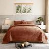 COCOPLOCEUS Quilt Set California King Size 106x118 Luxurious Velvet Bedding Sets with 2 Pillow Shams 20x36 3 Pieces Ultra Soft Quilted Bedspread Coverlet Comforter for All Season, Rust view 3