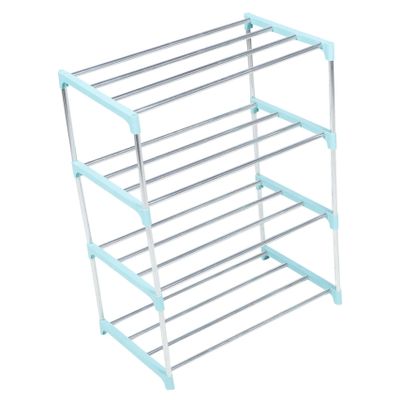 SOESFOUFU Shoe Rack Storage Organizer 4 Tier Home Shoes Holder Space-Saving Easy to Clean Stainless Steel Plastic