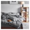 Retro Style | Double Layer Gauze Four Piece Set of Cotton Bed Sheets, Quilt Covers, Buttons, Light Luxury Bedding,Bed view 4