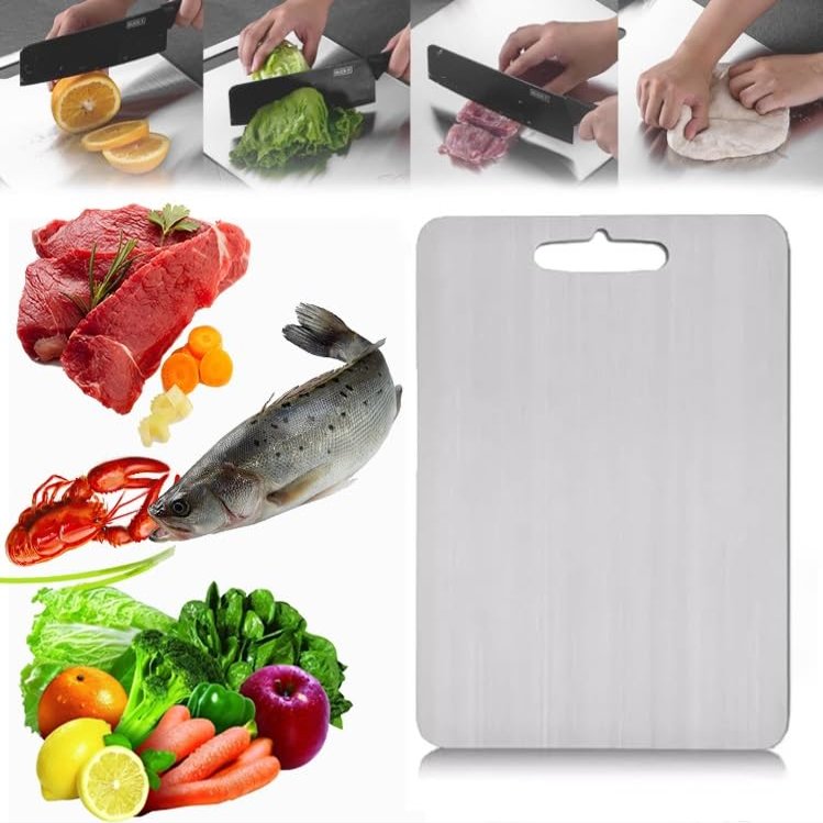Titanium Cutting Board & 100% Pure Titanium Cutting Boards For Kitchen, Double Sided Titanium Board, Upgrade Food-Grade Titanium Cutting Board For Cutting Mat For Meat Fruit & Vegetable(Large)