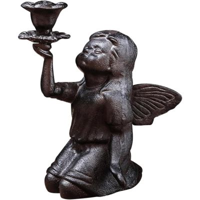 Angel Candlestick Vintage Cast Iron Candle Holder Indoor Outdoor Garden Wedding Table Home Decor Candle Holder Rack Candles Not Included