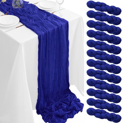 12Pack Royal Blue Table Runners 35x120inch Royal Blue Cheesecloth Table Runner 10FT Boho Table Runners Rustic Gauze Cheese Cloth Table Runner for Party Wedding Birthday Bridal Baby Shower Decor