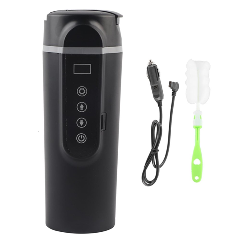 24V 12V Travel Electric Kettle for Car Truck,500ml Car Heating Mug Stainless Steel Intelligent Temperature Display LCD Heat Preservation Fast Heating