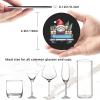 6 Pack Christmas Blue Truck Gnome Leather Coasters for Drinks with Holder Sets - Cute New Year Heat Resistant Drink Table Cup Coasters for Kitchen Dining Cafe Xmas Table Decor,Round view 4