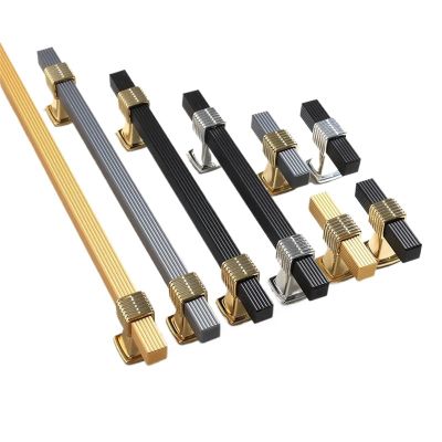 SOSODBBM Two-Color Stitching European Wardrobe Cabinet Door Handles Kitchen Cupboard Door Pulls Drawer Knobs Furniture Hardware 2Pcs(Black Silver 320mm)