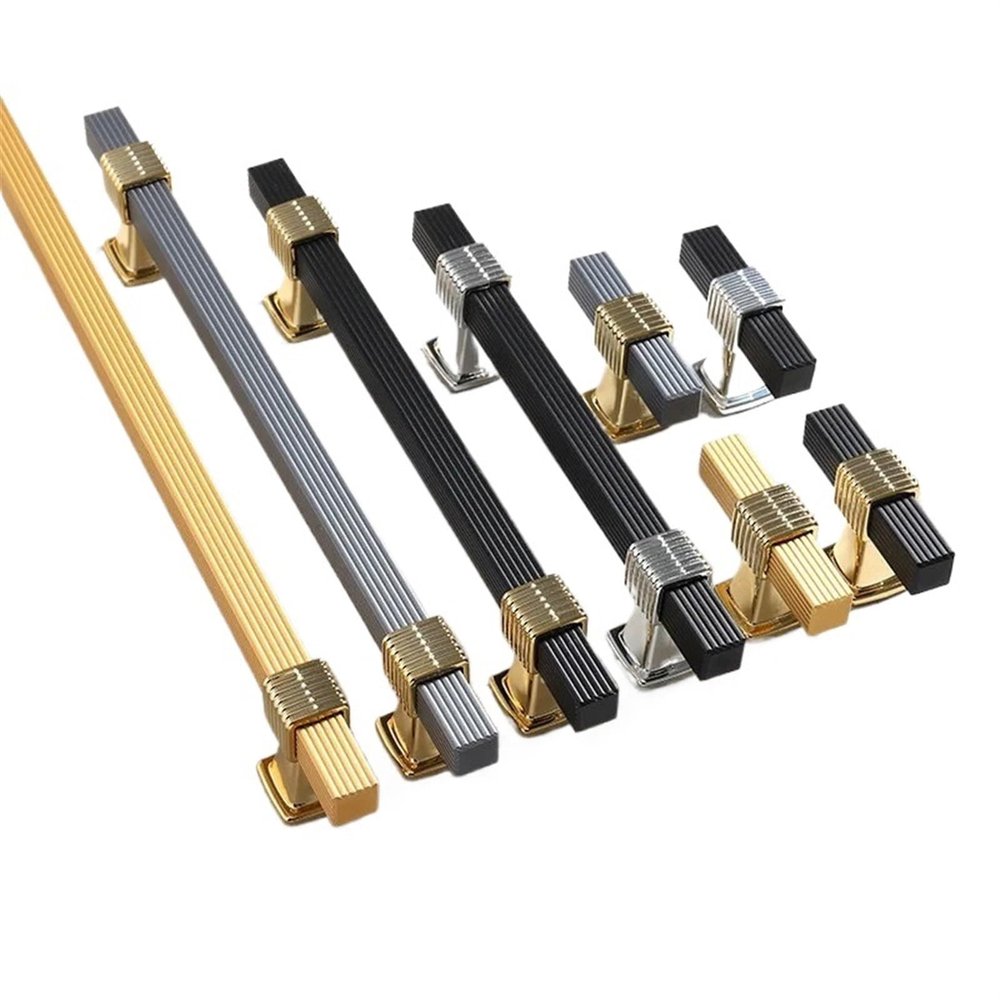 SOSODBBM Two-Color Stitching European Wardrobe Cabinet Door Handles Kitchen Cupboard Door Pulls Drawer Knobs Furniture Hardware 2Pcs(Black Silver 320mm)