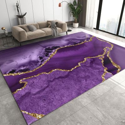 2' x 3' Rug Purple Gold Marble Area Rug, Luxurious Purple Gilded Texture Rugs for Living Room, with Non-Slip Backing Indoor Carpet for Living Room Bedroom Kitchen Entryway Floor Mat
