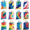 Shinylin 12 Pcs Tie Dye Canvas Tote Bags Bulk Book Lovers Tote Bag Book Club Gift Totes for Birthday Party Valentine's Day Women Gift view 1