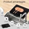 2Pcs Silicone Dish Drying Mat with Drain Lip Nonslip Dish Drainer Mat Heat Resistant Dish Drying Pad Drying Mat for Kitchen Countertop to Prevent Water Build Up (Black, Large and Small) view 3