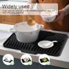 2Pcs Silicone Dish Drying Mat with Drain Lip Nonslip Dish Drainer Mat Heat Resistant Dish Drying Pad Drying Mat for Kitchen Countertop to Prevent Water Build Up (Black, Large and Small) view 4