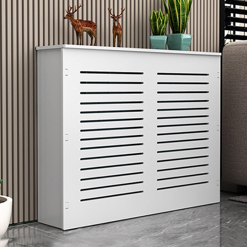 Modern Style Radiator Cover Cabinet with Top Storage Shelf, Slatted Design Heater Cover for Bedroom, Living Room (90*70*20cm/35.4*27.6*7.9in), Good Air Permeability