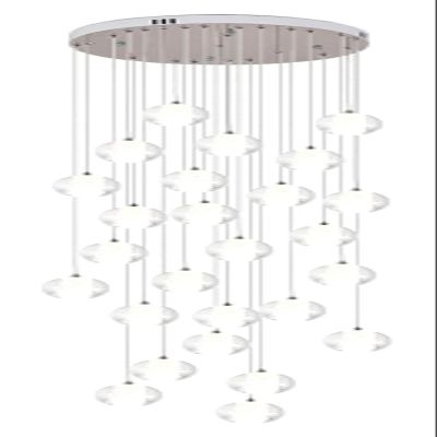Ceiling Lamp 26-Light Crystal Chandeliers High Ceiling Dome Pendant Lights Seeded Glass Shade Flush Mount Long Hanging Chandelier Fixture for Foyer Entryway Stairwell Lighting Deco,Daylight White