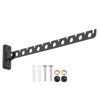 uxcell 1 Pcs 14.76x1.3 Inch Wall Mount Clothes Hanger, Foldable Clothes Drying Rack, Laundry Hanger Dryer Rack Coat Hook for Bedroom Bathroom Wardrobe, Black